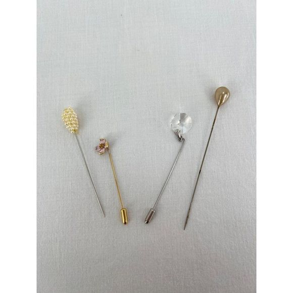 Jewelry - Vintage Pearl Flower Dangle Hat Lapel Pin Lot 4